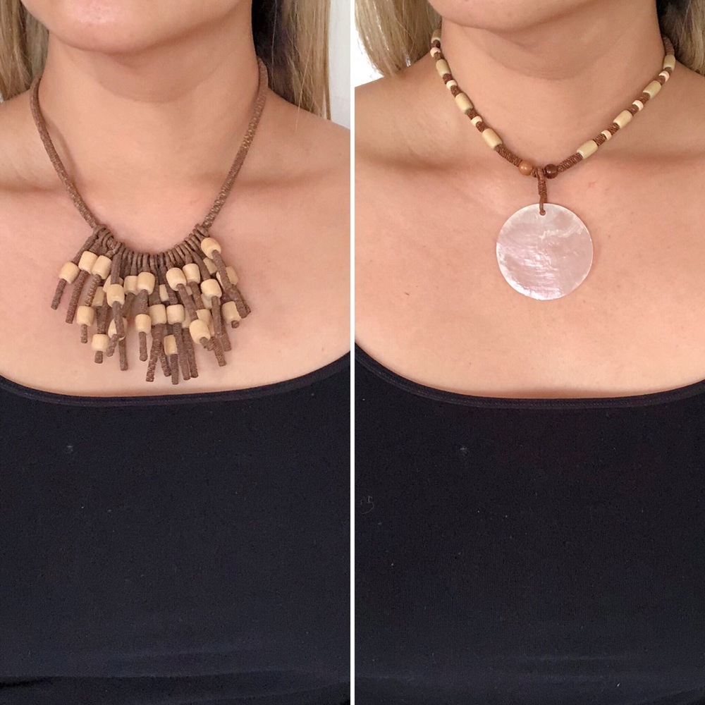 Bundle of 2 Wood and Bead Chokers